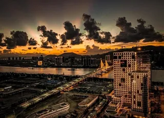 珠海晚霞夜景图片