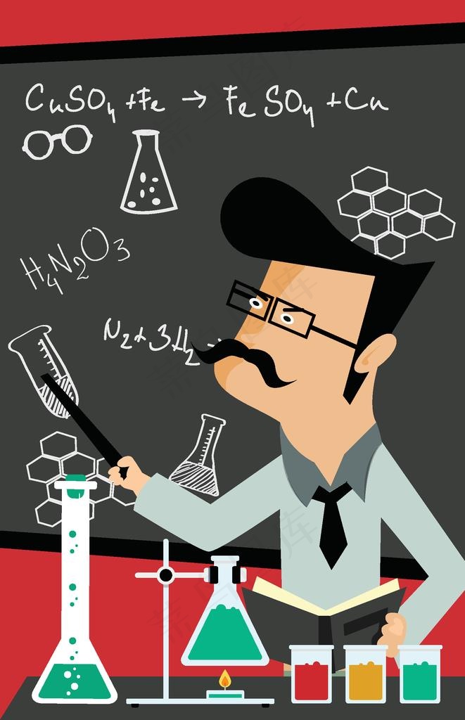 化学研究实验插画图片