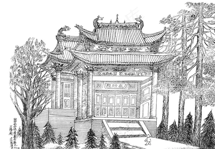 中国风线条白描国画图片