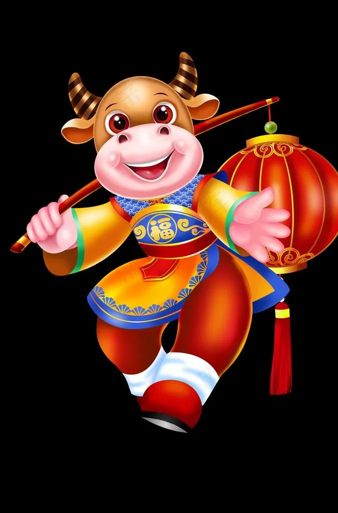牛年生肖新年卡通牛素材图片(3425X4961(DPI:300))psd模版下载