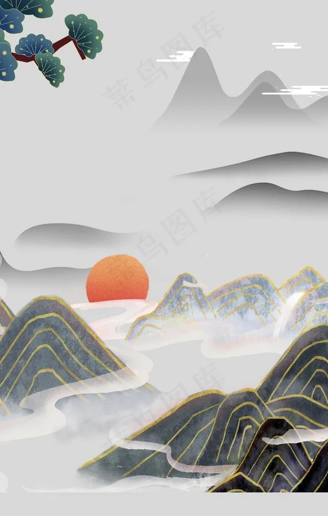 山水图片(3545X5315(DPI:150))psd模版下载