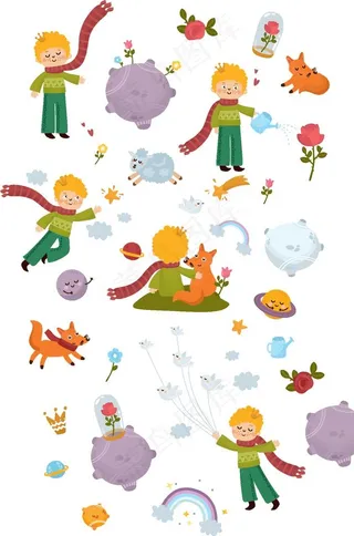 卡通小王子插画图片
