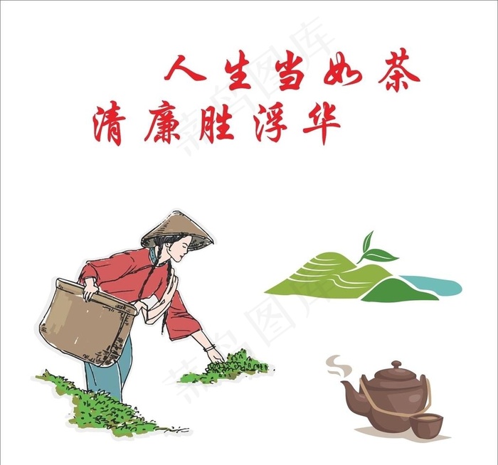 采茶展板图片cdr矢量模版下载