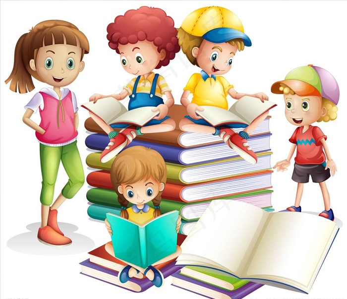 小孩读书图片ai矢量模版下载