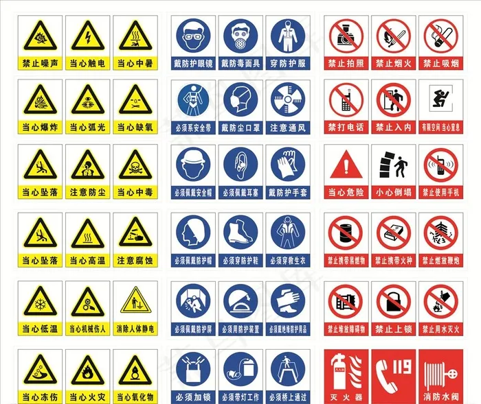 安全警示标志图片cdr矢量模版下载