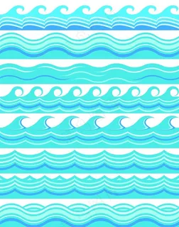 海浪花纹边框矢量素材图片