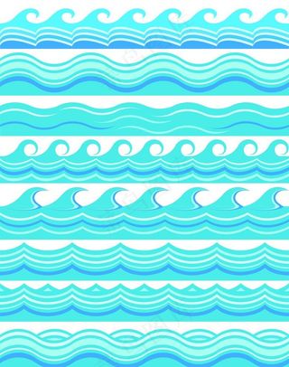 海浪花纹边框矢量素材图片
