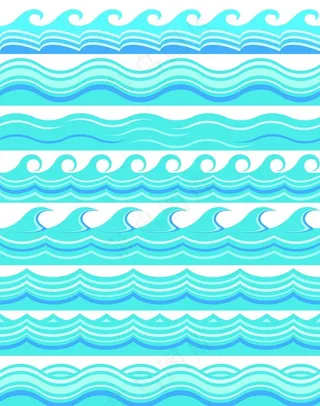 海浪花纹边框矢量素材图片