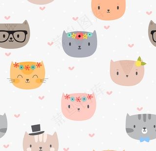 卡通小猫戴小花头像图片