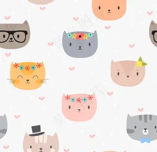 卡通小猫戴小花头像图片