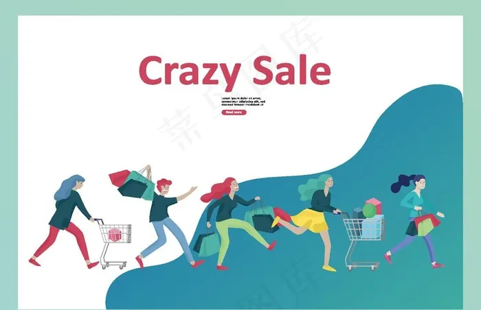 手绘购物插画图片ai矢量模版下载