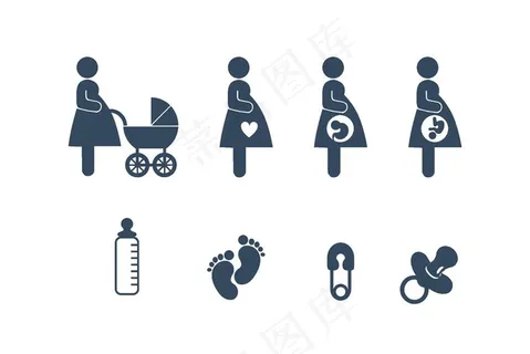 孕妇及婴幼儿卡通图标元素图片