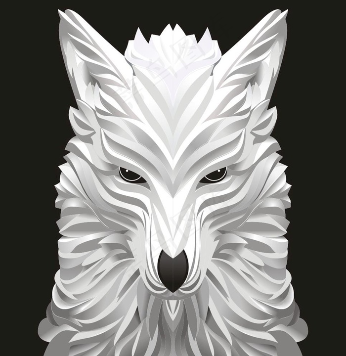 白狼 狼头 威猛 卡通 精细图片