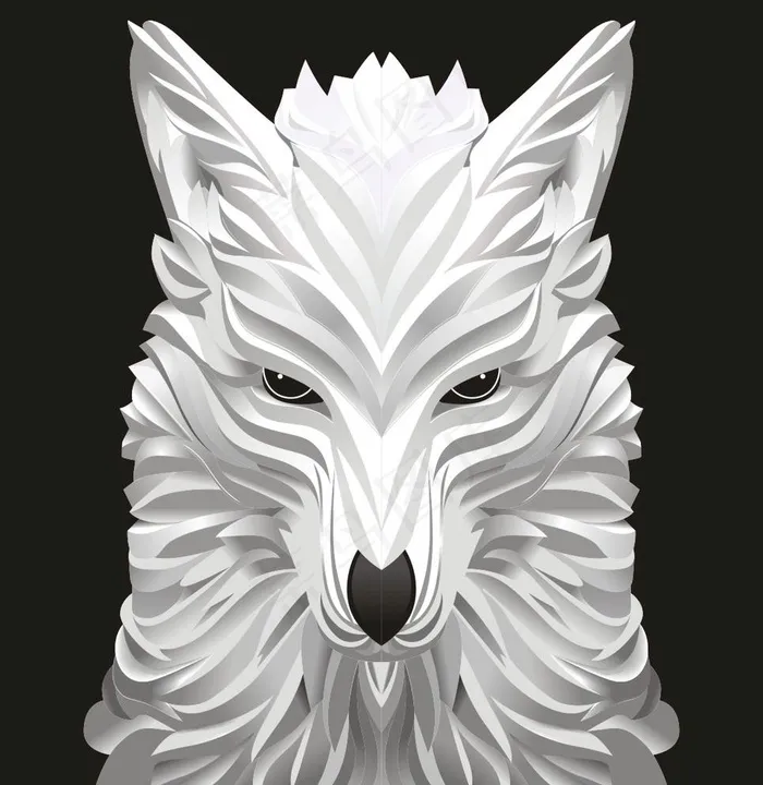 白狼 狼头 威猛 卡通 精细图片cdr矢量模版下载
