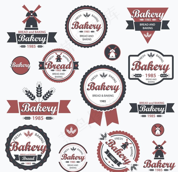 怀旧面包房标签贴纸图片