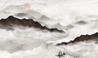 新中式大理石山水背景墙图片