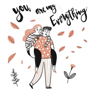 小清新水彩情侣生活涂鸦图片