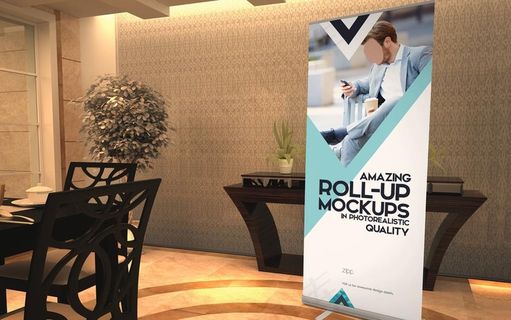 易拉宝室内场景样机图片