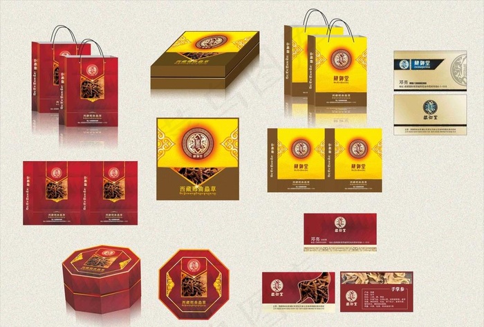 藏御堂冬虫夏草手提袋礼盒包装设计图片cdr矢量模版下载