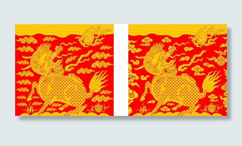 大明织金麒麟补子图片cdr矢量模版下载