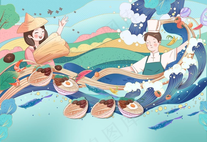 丰收插画图片psd模版下载