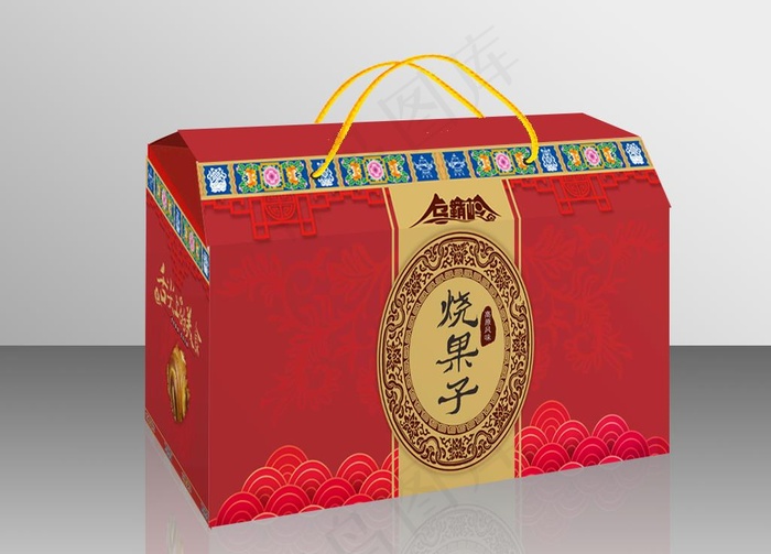 红色 特产 礼盒 效果图图片