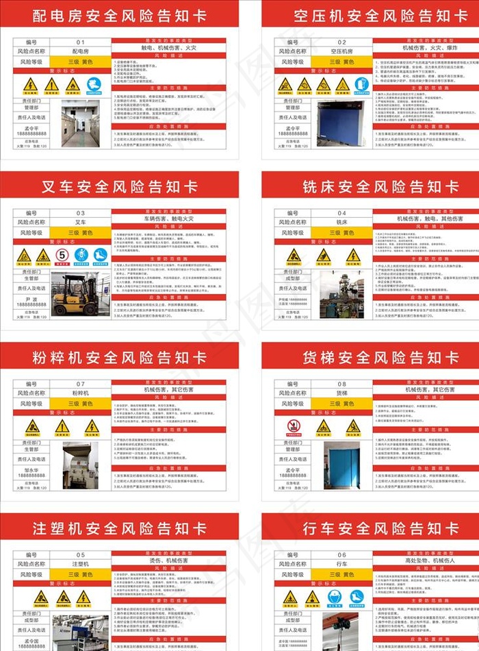 岗位风险安全告知卡图片cdr矢量模版下载