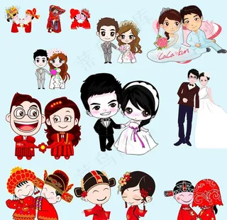 卡通结婚人物图片