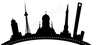 哈尔滨城市剪影图片