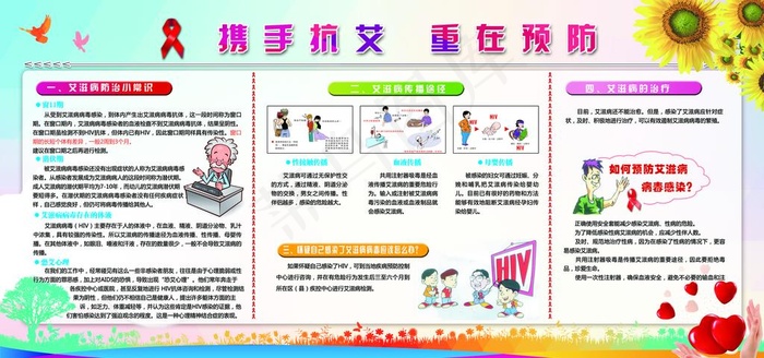 艾滋病宣传栏  疾病宣传栏图片(9449X4724(DPI:100))psd模版下载