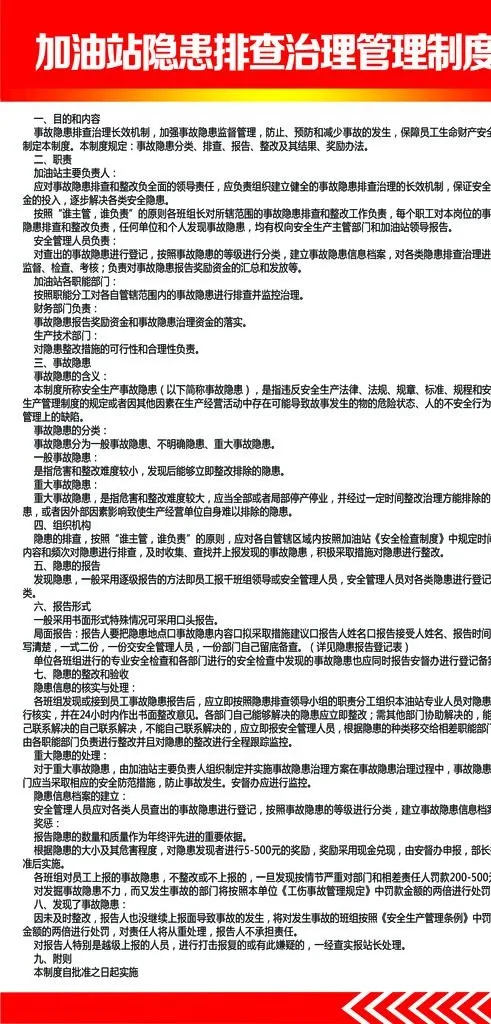 加油站 隐患排查治理管理制度图片psd模版下载