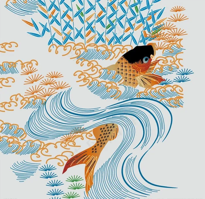 手绘鱼图片ai矢量模版下载