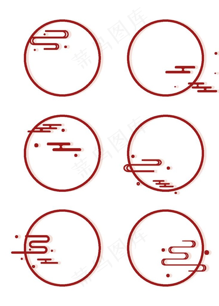 国风线条红色云纹边框图片