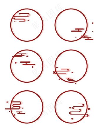 国风线条红色云纹边框图片