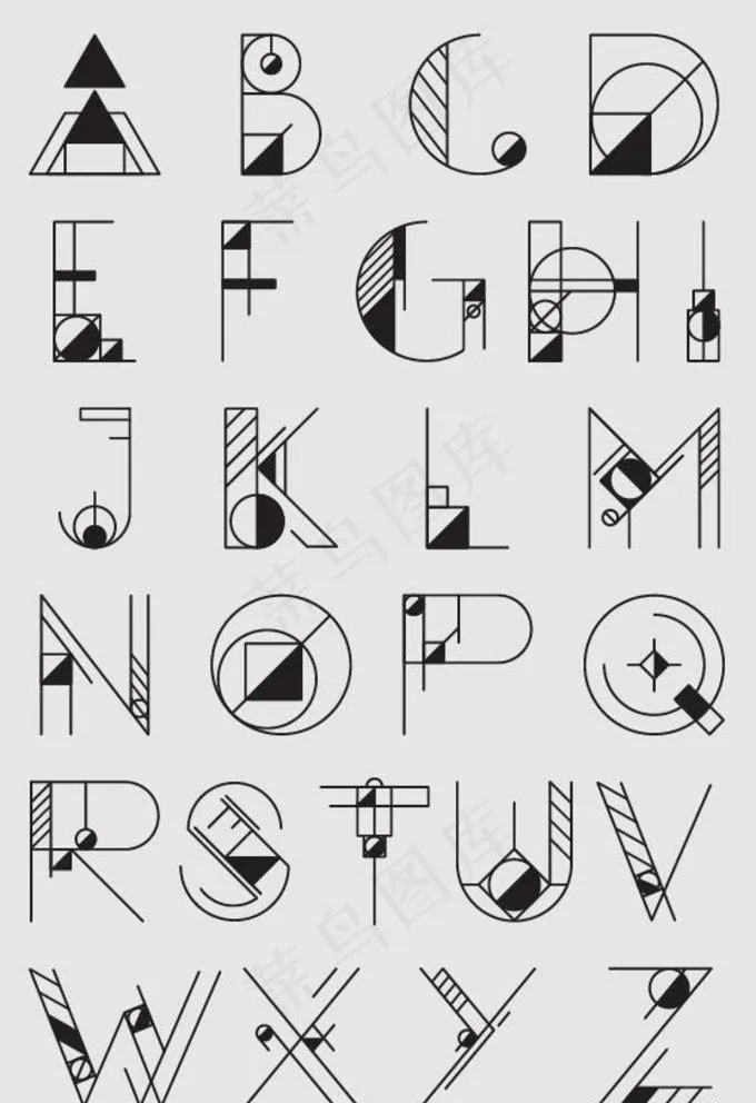 抽象英文字母图片ai矢量模版下载