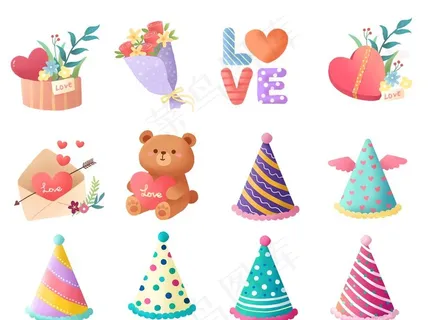 马卡龙色系情人节圣诞节素材图片