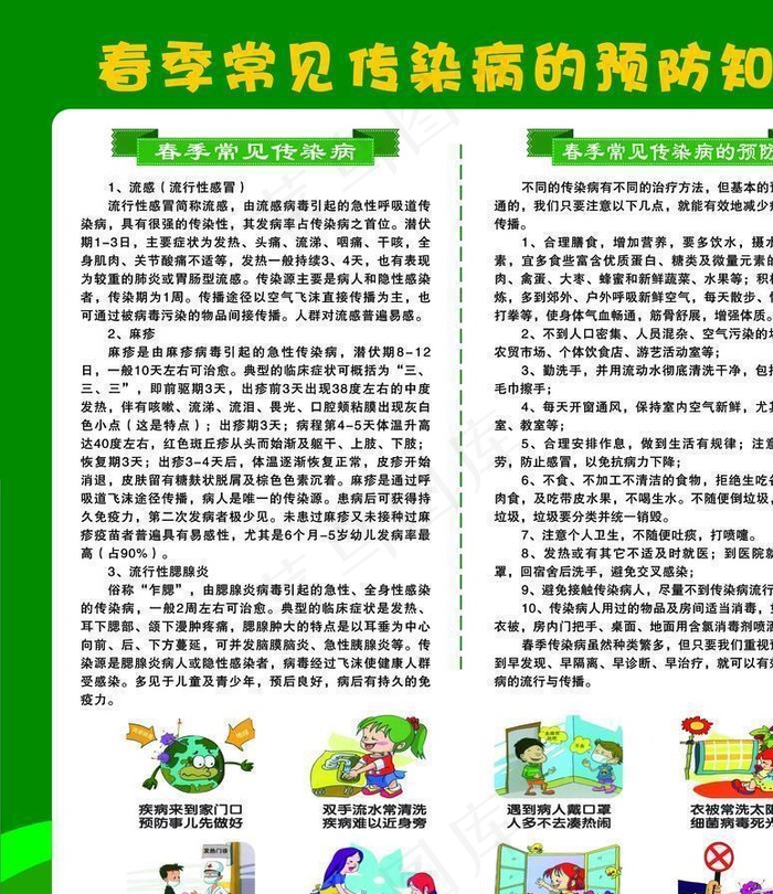 春季常见传染病的预防知识图片(4094X4488(DPI:100))psd模版下载