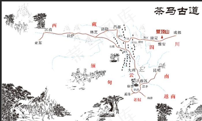 茶马古道地图图片psd模版下载