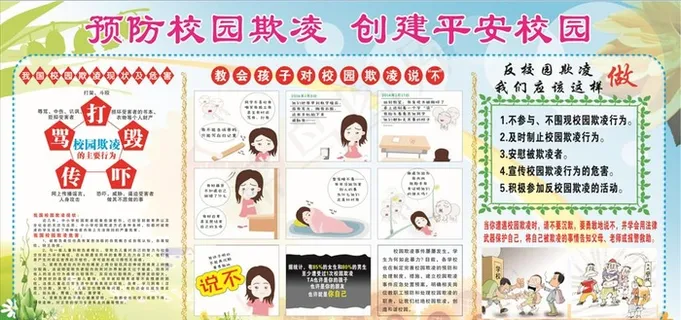 预防校园欺凌平安校园板报图片