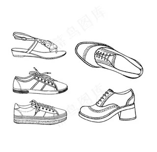 黑白线稿鞋.图片