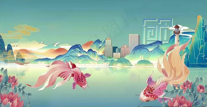 国风kv图片(5334X2929(DPI:300))psd模版下载