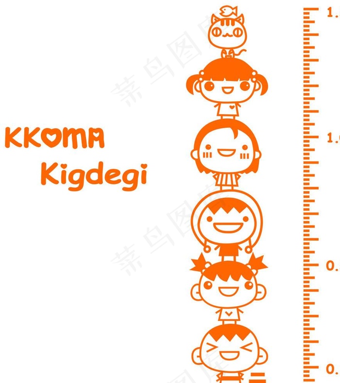 儿童身高墙贴矢量图图片