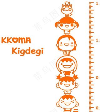 儿童身高墙贴矢量图图片