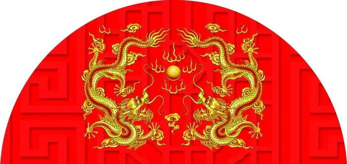 二龙戏珠图片(3997X2013(DPI:72))psd模版下载
