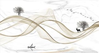 水墨山水背景墙图片