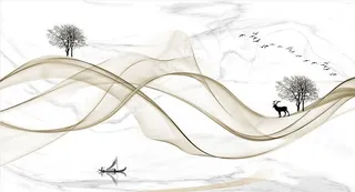 水墨山水背景墙图片