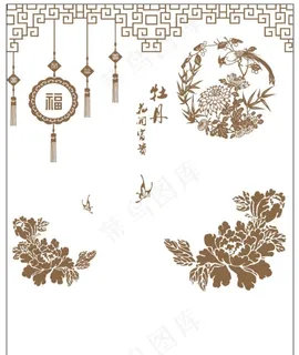 复古中式牡丹花图片