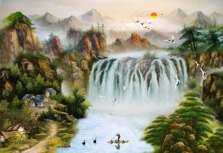 山水风景油画山水画图片