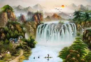 山水风景油画山水画图片