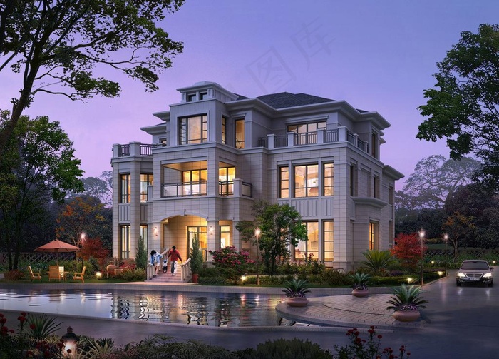 景观 效果图 别墅 园林 素材图片